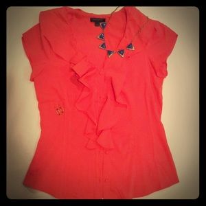 Coral Ruffle collar Banana Republic blouse