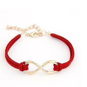 Red Leather Fashion Bracelet with Infinity Charm
