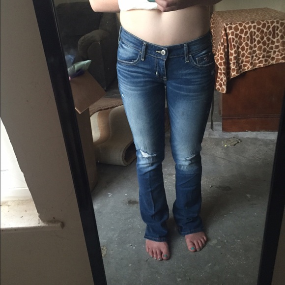 Distressed Hollister jeans.