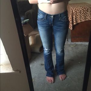 Distressed Hollister jeans.