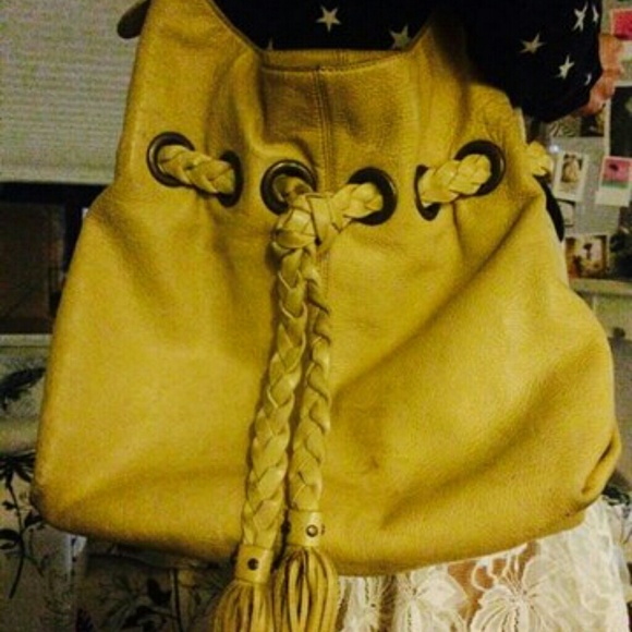Mustard yellow bucket bag