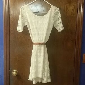 Creme lace High-low short dress