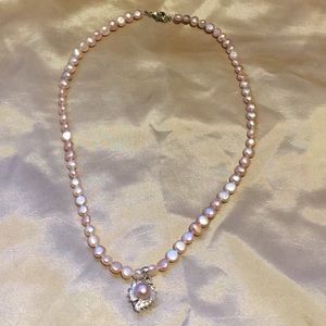 Pink fresh water pearl necklace