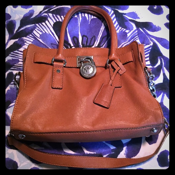 Michael Kors Handbags - Michael Kors Hamilton Satchel Luggage/Silver