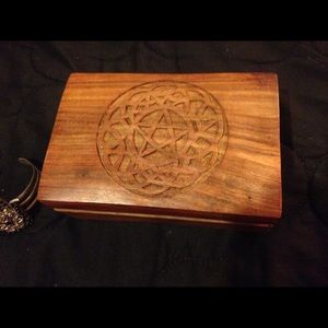 Hamza hand bracelet and wooden Wiccan box