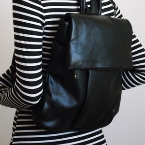 Black Vegan Leather Backpack - NEW