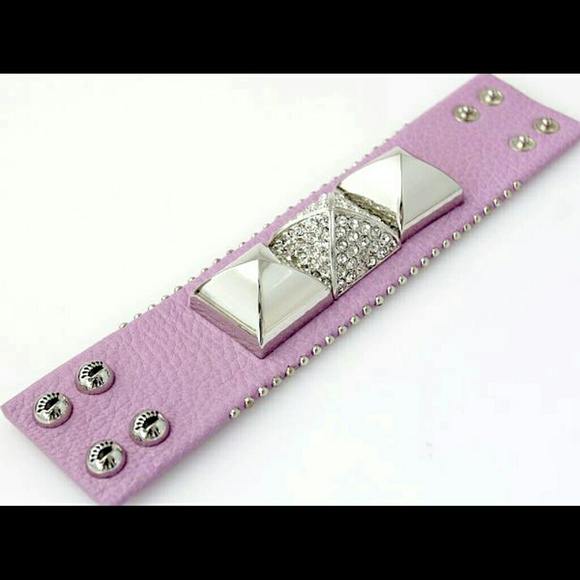 Juicy Couture leather stud bracelet violet purple