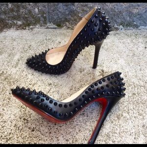 Black studded pointed heels