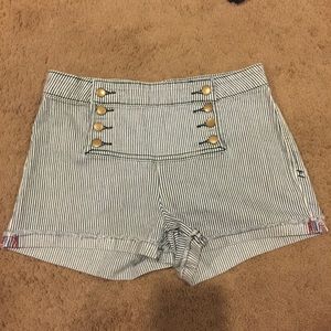 Pinstripe high waisted shorts