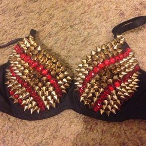 Red and Gold rave bra