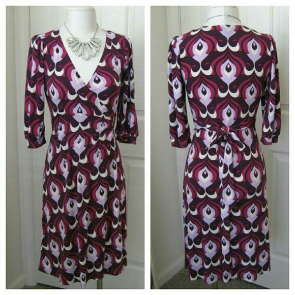 Bisou Bisou 3/4 sleeve wrap dress