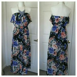 F21 Chiffon Ruffle Top Maxi Dress