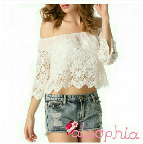 Sexy Crochet Lace Cropped Top - Picture 2 of 3