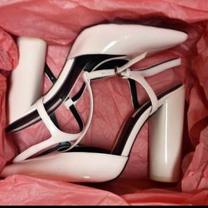 Zara Light Pink T Strap Court Heels