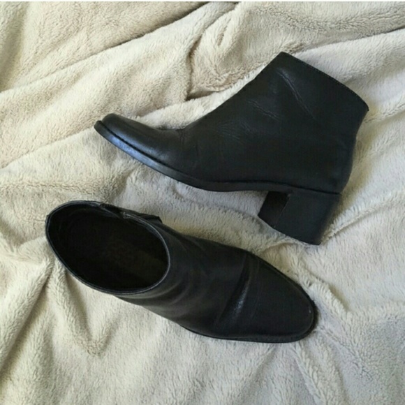 Black real leather booties
