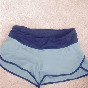 Teal & black Lululemon running shorts