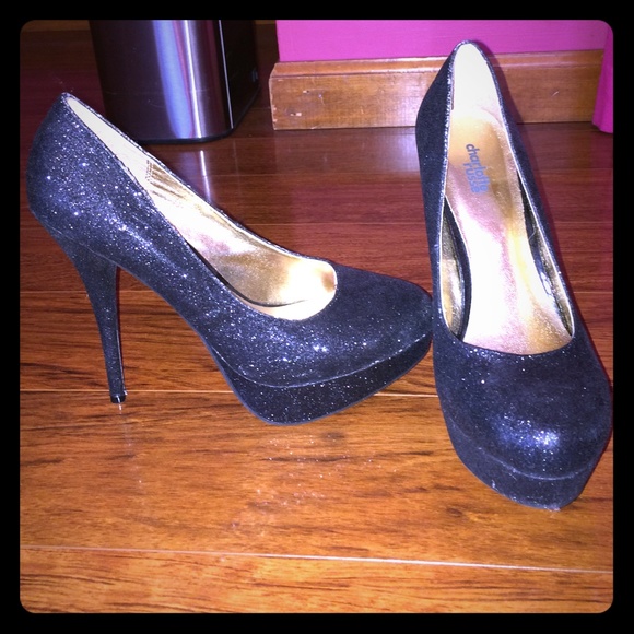 Black sparkle heels