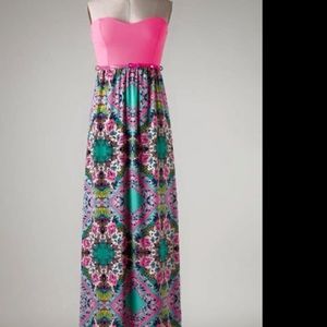 ASOS hot pink maxi with belt boho chic