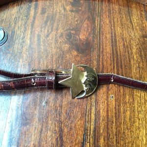 Genuine leather vintage moon and star