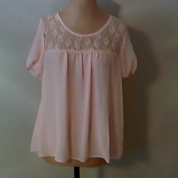 Peach Lace Insert Top