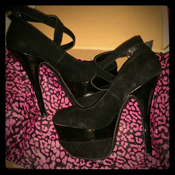 Black suede stilettos