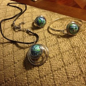 Spiral Clay Ring Necklace and Bracelet  EarringSet