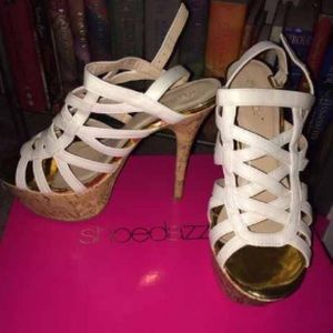 ShoeDazzle White Strappy Heel Sandals