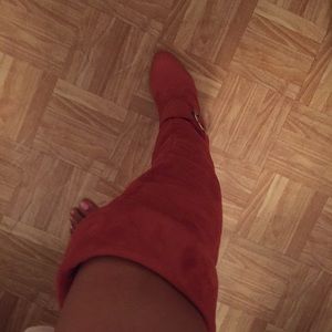 Knee high suede boots