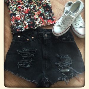 Black levis high waisted shorts