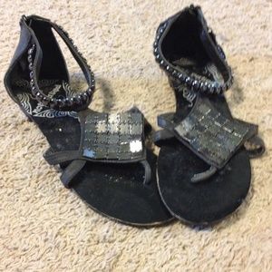Black bead sandals