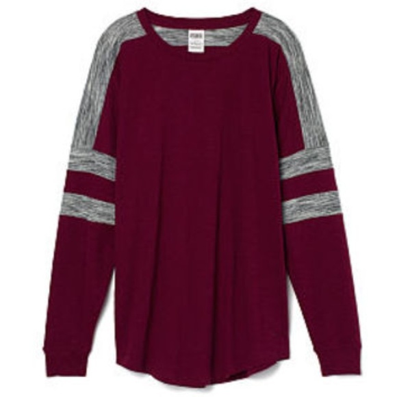 Maroon and white crew shirt