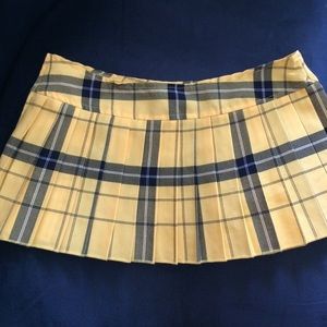Yellow plaid schoolgirl Skirt