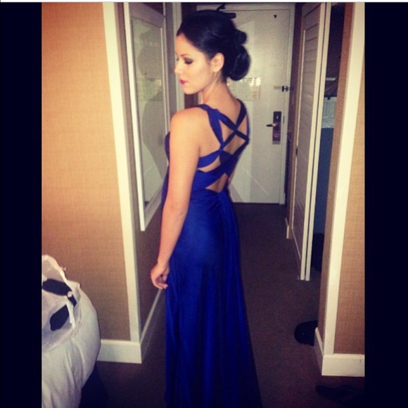 Royal blue evening gown w/ cut out back