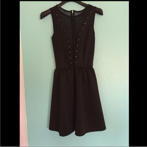 Black Studded Mesh Dress