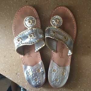 Jack Rogers Size 6 Silver and Gold Sandals