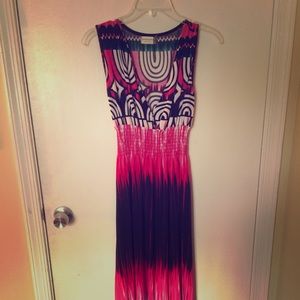 Pink and black and white dress