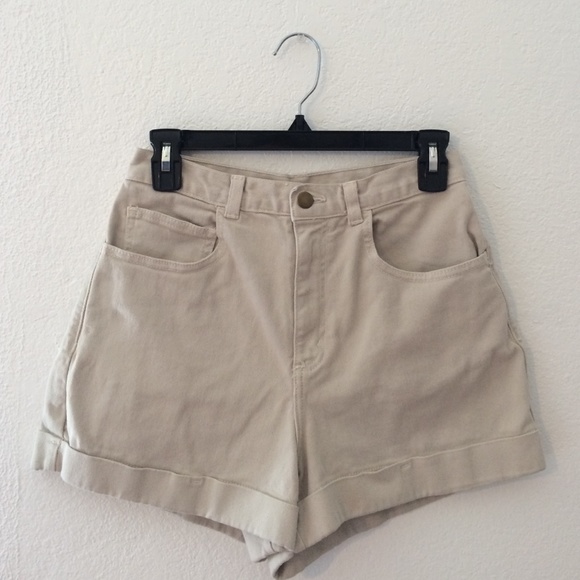 American Apparel Denim High-Waist Cuff Short