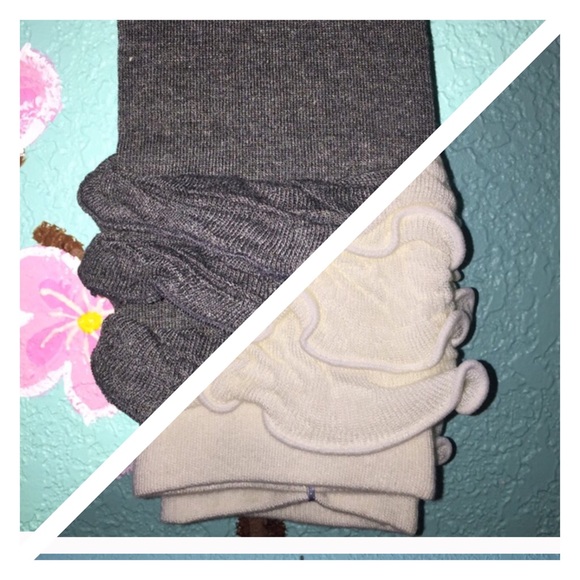 Cream and grey over the knee socks