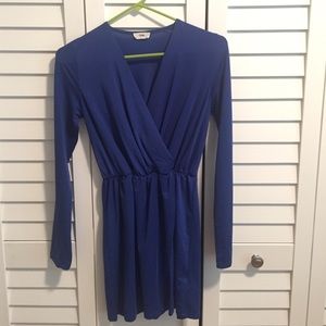 Royal blue long sleeve wrap dress