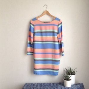 Pastel Striped Boatneck Mini Dress by Dusen Dusen