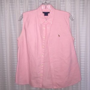Sleeveless Oxford cloth shirt