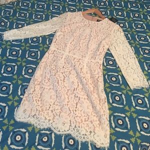 White lace long sleeve cocktail dress