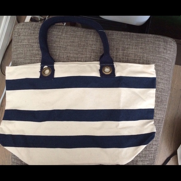 Blue stripe beach bag new