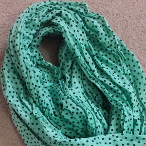 Mint green polka dot infinity scarf
