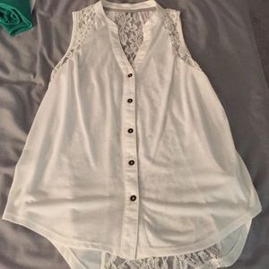 Cream lace sleeveless top