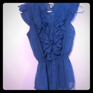 Ruffle blue shirt