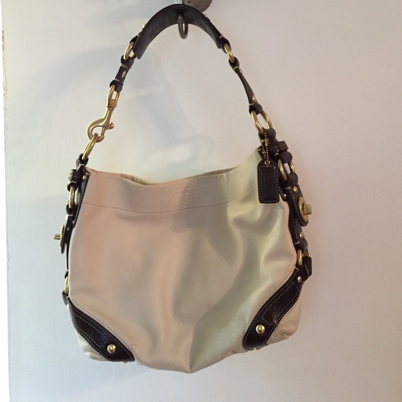 OBO: Coach Ivory brown big leather authentic purse