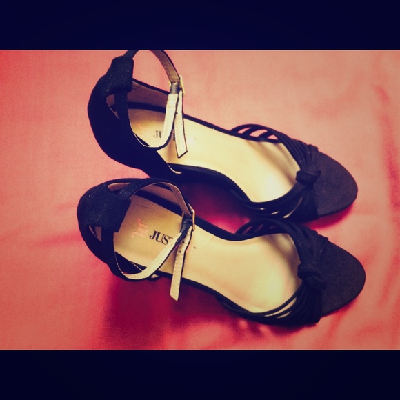 Black suede wedges.