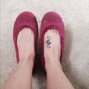 Pink croc flats