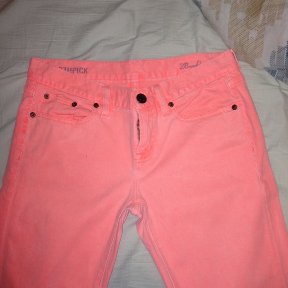 JCrew Toothpick Ankle length neon persimmon jeans